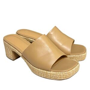 Abercrombie & Fitch heels tan nude retro mule platform espadrille size 10.5